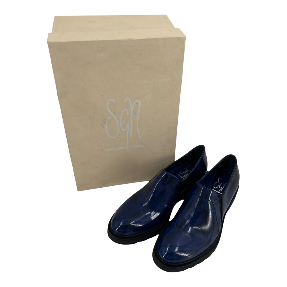 SGN Giancarlo Paoli Italy Loafers Patent Leather Blue Women's Sz 36 / 6 NIB $300 - Picture 11 of 12